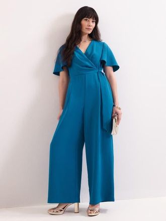 Phase Eight Julissa V-Neck Jumpsuit in Blue at Nordstrom, Size 14