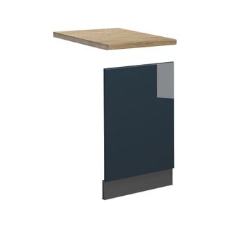 Vicco Panel Frontal Fame-line, Azul Oscuro Alto Brillo, 45 Cm, Et Roble, Vicco