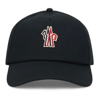 Moncler Caps, male, Blue, Size: ONE SIZE Cotton Cap with Logo