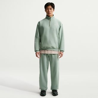 Nike Mens Solo Swoosh Fleece Open-Hem Pants in Green | HV1090-006