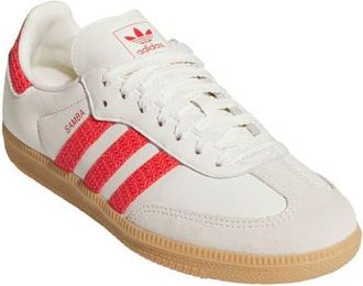 adidas Gender Inclusive Samba OG Sneaker in Off White/Lucid Red/Gum 3 at Nordstrom, Size 10.5 Womens