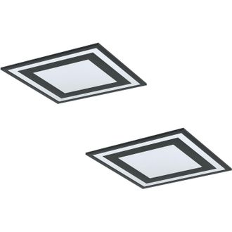 Loops 2 PACK Wall / Ceiling Light Black Modern 450mm Square Slim Panel 24W LED