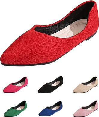 Generic Womens Pointed Toe Ballet Flats Moccasin Office Classic Suit Shoes Business Casual Loafers Lightweight Comfortable Slip On Loafer Hiking Shoes Suede F