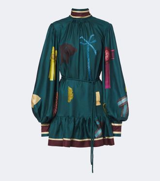 Alemais Al&eacute;mais Rosette printed silk twill minidress