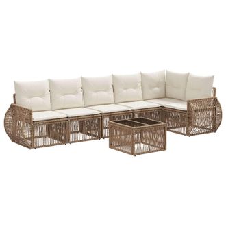 vidaXL Conjunto De Sof&aacute;s De Jard&iacute;n 7 Pcs Beige Y Blanco Crema Vidaxl