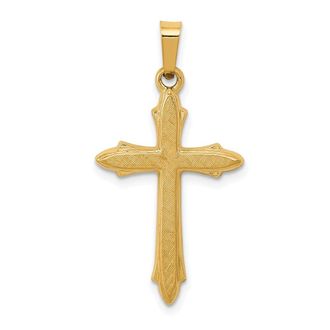Diamond2Deal 14k Yellow Gold Textured and Polished Passion Cross Pendant