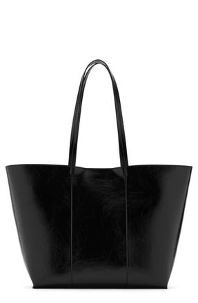 Mango Large Leather Shopper Bag in Black at Nordstrom