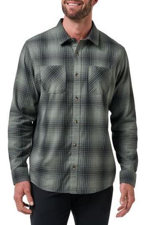 Travis Mathew Cloud Plaid Flannel Button-Up Shirt in Dark Olive at Nordstrom Rack, Size X-Large