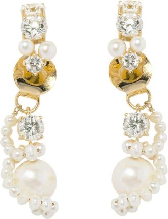 Completedworks Pearl and Zirconia-embellished 18kt Gold Vermeil Earrings - One Size