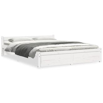 Berkfield Home Bed Frame White Solid Wood 140x190 cm