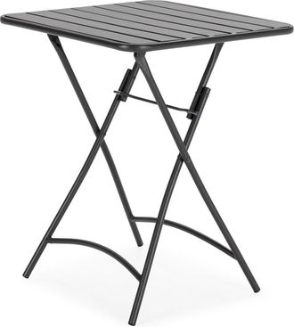 HOMN Mesa de jardín plegable perla de metal en negro