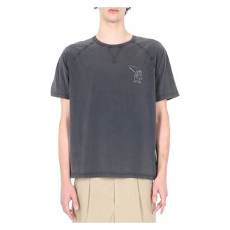 Maison Kitsun&eacute; T-Shirts, male, Black, Size: XL Fountain Stamp Faded Comfort Tee-Shirt