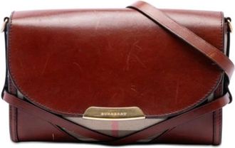Burberry Pre-owned Vintage Crossbody Bag - Dames - Vintage Schoudertas - Bruin - ONE Size - Leer - Vintage
