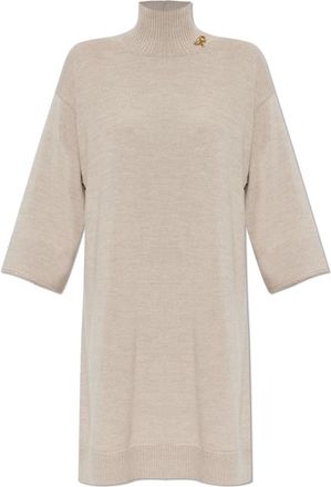 Fabiana Filippi Kleedjes, Dames, Beige, S, Wol, Woljurk Met Decoratieve Applicatie