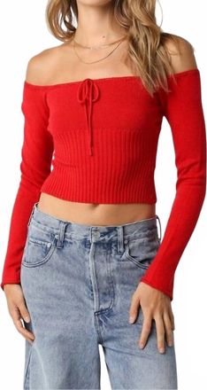 Olivaceous Carrie Off Shoulder Sweater In Red