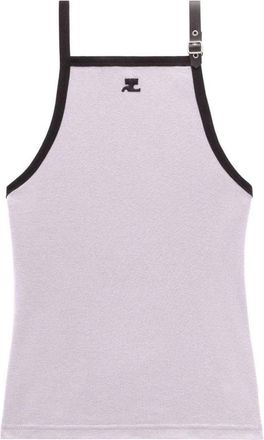 Courrèges Light Grey Buckle-detail Cotton Tank Top