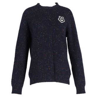 Moschino Pre-owned Mens Logo Patch Sweater in Navy Blue Wool - Size Large