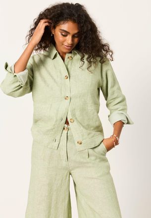 Fat Face FatFace Darcy Green Petite Linen Jacket