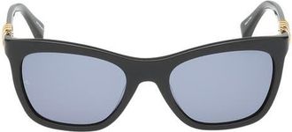 Rag & Bone 53mm Square Sunglasses in Shiny Black/Gold/Navy Lenses at Nordstrom