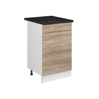 Vicco Mueble Bajo De Cocina R-line, Sonoma/blanco, 50 Cm Encimera Antracita, Vicco