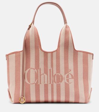Chlo&eacute; Chlo&eacute; Chlo&eacute; Stripy Large logo canvas tote bag