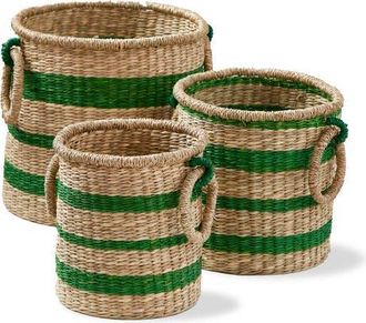 Tag Ula Basket S/3 Green Multi Sea Grass Summer at Nordstrom