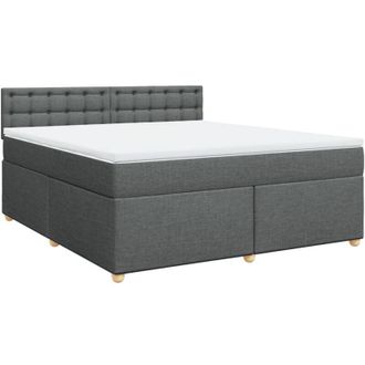 vidaXL Vidaxl - Cama Box Spring Con Colch&oacute;n Tela Gris Oscuro 180x200 Cm