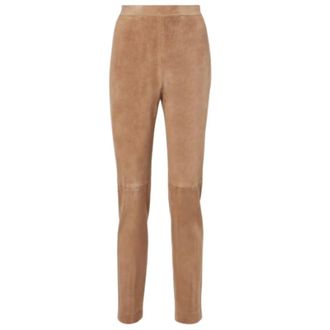 Max Mara Slim-fit Trousers, female, Brown, Size: S Skinny Leather Trousers