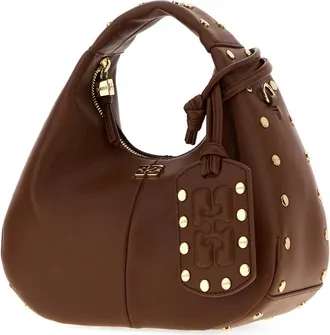 Ganni Studs Hobo Bag - Brown
