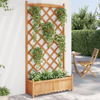 Berkfield Home Planter with Trellis Brown Solid Wood Fir