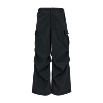 Marni Wide Trousers, male, Black, Size: M Water-repellent Taffeta Cargo Pants