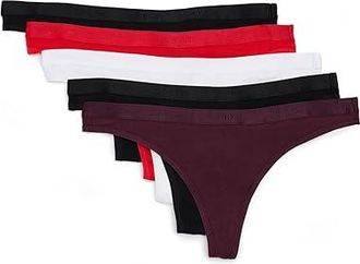Calvin Klein Underwear Icon Logo Thong 5-pack Womens Underwear Black/Black/Adrenaline Rush/Dark Berry/White : LG (Womens 12-14)