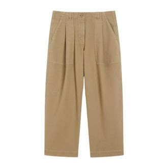 Max Mara Broeken, Dames, Groen, M, Katoen, Groene Barrel Leg Broek