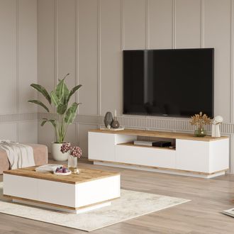 Dmora Muebles De Sala Nepi, Modulares, 4 Estantes, 3 Puertas, Roble Marr&oacute;n Nudos