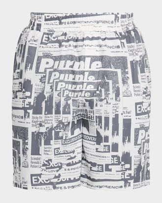 Purple Mens Lyocell Pull-On Shorts