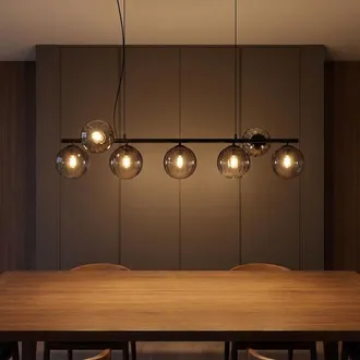 Globo Lighting Lampada A Sospensione Lampada A Sospensione Lampada Da Soggiorno A 7 Fiamme In Metallo Nero L 95 Cm