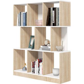 HOMCOM Homcom - Libreria Moderna a 8 Ripiani in Truciolato 100x27x124 cm Rovere e Bianco