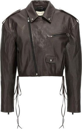 Magda Butrym Giacca con zip 19 in pelle - Marrone