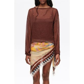 Bimba & Lola Boxy Sweater With Metallic Beads in Brown at Nordstrom, Size X-Small Eu