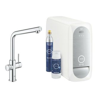 GROHE Blue Home - Kit per Generare Acqua Filtrata e Refrigerata e Frizzante dal Rubinetto di Casa - Bocca a l 31454001