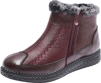 Generic Snow Boots Women Fleece Lined Warm Ankle Booties Sherpa Water-Resistant Walking Hiking Boots Outdoor Anti-Slip Mid Calf Sports Casual Plush Shoes Ther