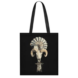 Generic Vintage Windmill with Old Rams Skull Womens Tote Casual Shopping Bag Lightweight Shoulder Bags Hobos Handbag for Work Travel Daily 35x40cm