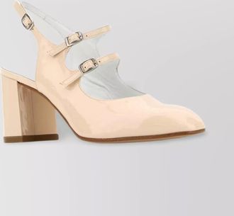 Carel leather almond toe block heel pumps
