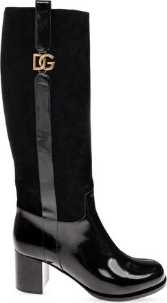 Dolce & Gabbana Stivali da equitazione in camoscio - - Shoes - Donna - Nero - 36 EU