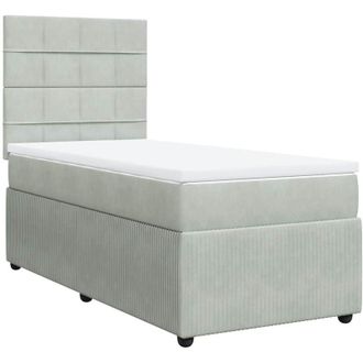 vidaXL Cama Box Spring Con Colch&oacute;n Terciopelo Gris Claro 80x200 Cm Vidaxl