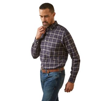 Ariat Mens Clement Shirt Long Sleeve in Navy Plaid, Size Small, by Ariat