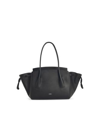 Jil Sander Small Voyage Black Leather Bag