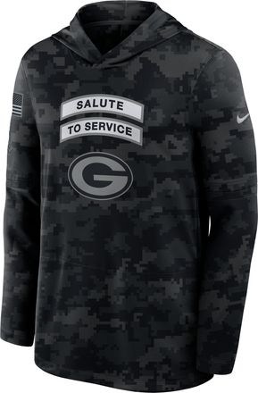 Nike Green Bay Packers Salute to Service Sideline Nike Mens Dri-FIT NFL Long-Sleeve Hooded Top in Black | 03B90ILOA2C-YUN