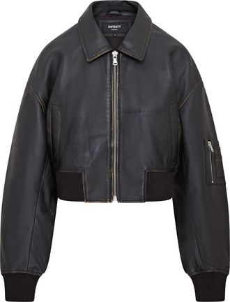 Infinity Leather Womens Oversized Leather MA-1 Bomber Jacket - Bozeman