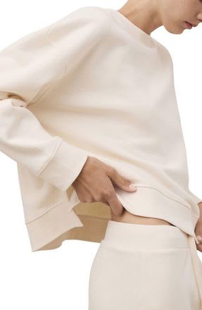 Mango Crewneck Cotton Sweatshirt in Vanilla at Nordstrom, Size Medium